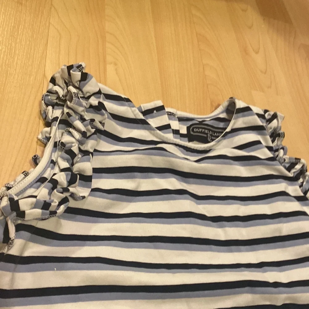 Duffield Lane Blue & White striped Girls dress 12‎